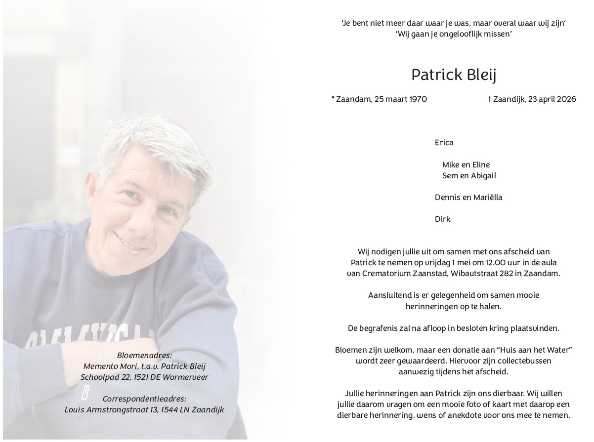 In memoriam - Patrick Bleij